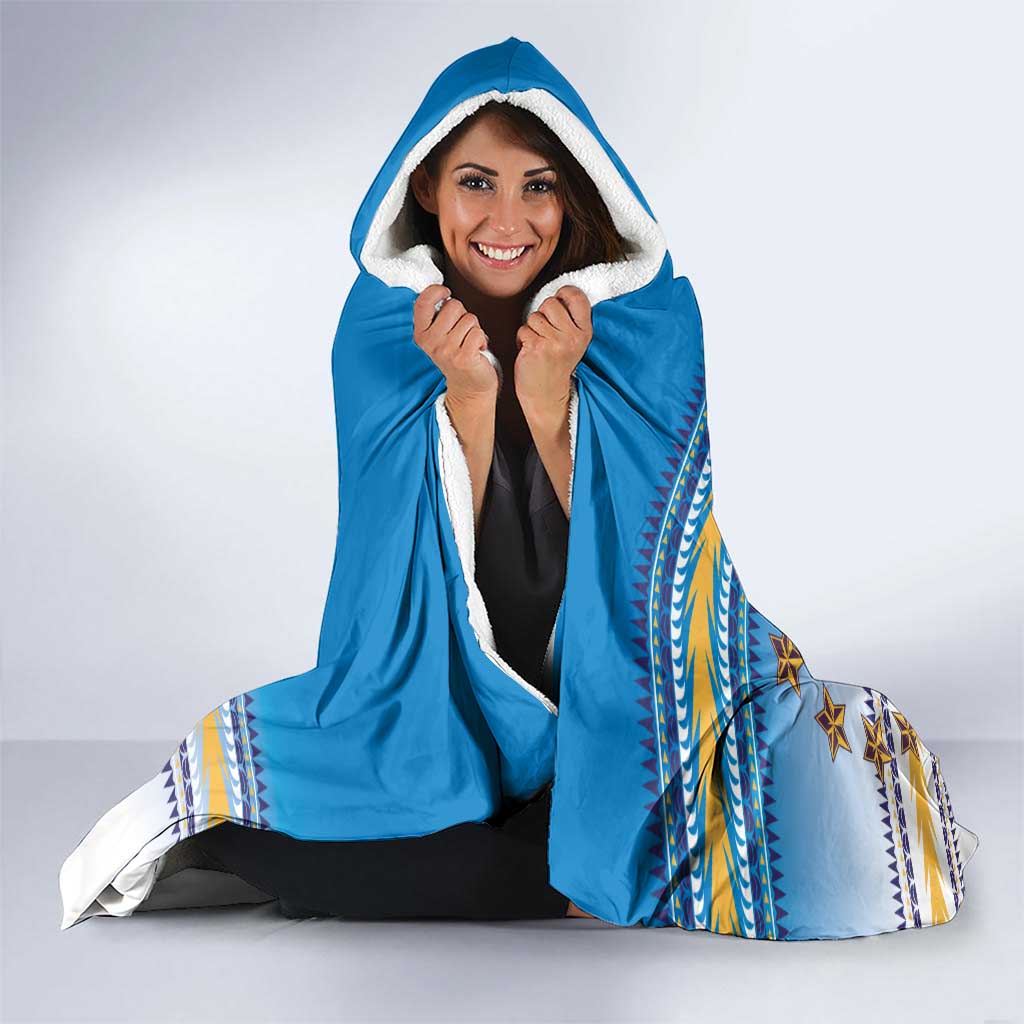 Cook Islands Va'a Race Hooded Blanket Te Tatau Tattoos Sporty Style Glory Blue Color - Polynesian Pride