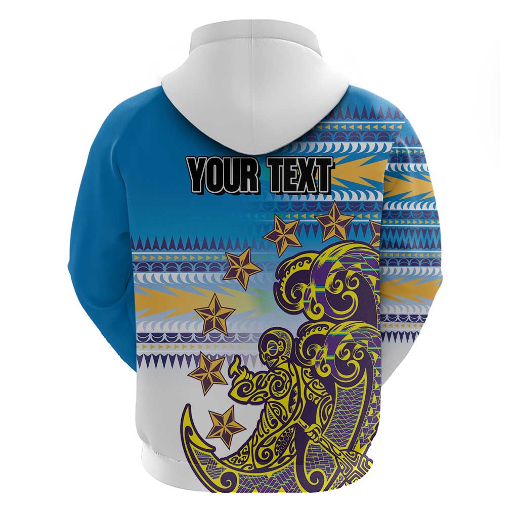 Personalised Cook Islands Va'a Race Hoodie Te Tatau Tattoos Sporty Style Glory Blue Color - Polynesian Pride