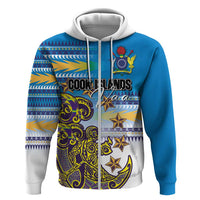 Personalised Cook Islands Va'a Race Hoodie Te Tatau Tattoos Sporty Style Glory Blue Color - Polynesian Pride