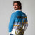 Personalised Cook Islands Va'a Race Long Sleeve Polo Shirt Te Tatau Tattoos Sporty Style Glory Blue Color - Polynesian Pride