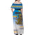 Personalised Cook Islands Va'a Race Off Shoulder Maxi Dress Te Tatau Tattoos Sporty Style Glory Blue Color - Polynesian Pride