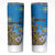 Personalised Cook Islands Va'a Race Skinny Tumbler Te Tatau Tattoos Sporty Style Glory Blue Color - Polynesian Pride