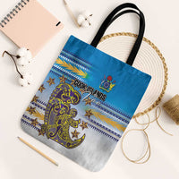 Cook Islands Va'a Race Tote Bag Te Tatau Tattoos Sporty Style Glory Blue Color - Polynesian Pride