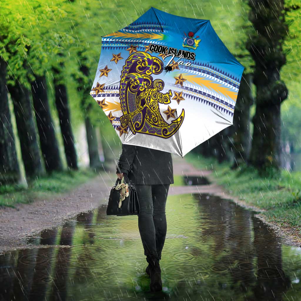 Cook Islands Va'a Race Umbrella Te Tatau Tattoos Sporty Style Glory Blue Color - Polynesian Pride