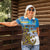 Personalised Cook Islands Va'a Race Women Polo Shirt Te Tatau Tattoos Sporty Style Glory Blue Color - Polynesian Pride
