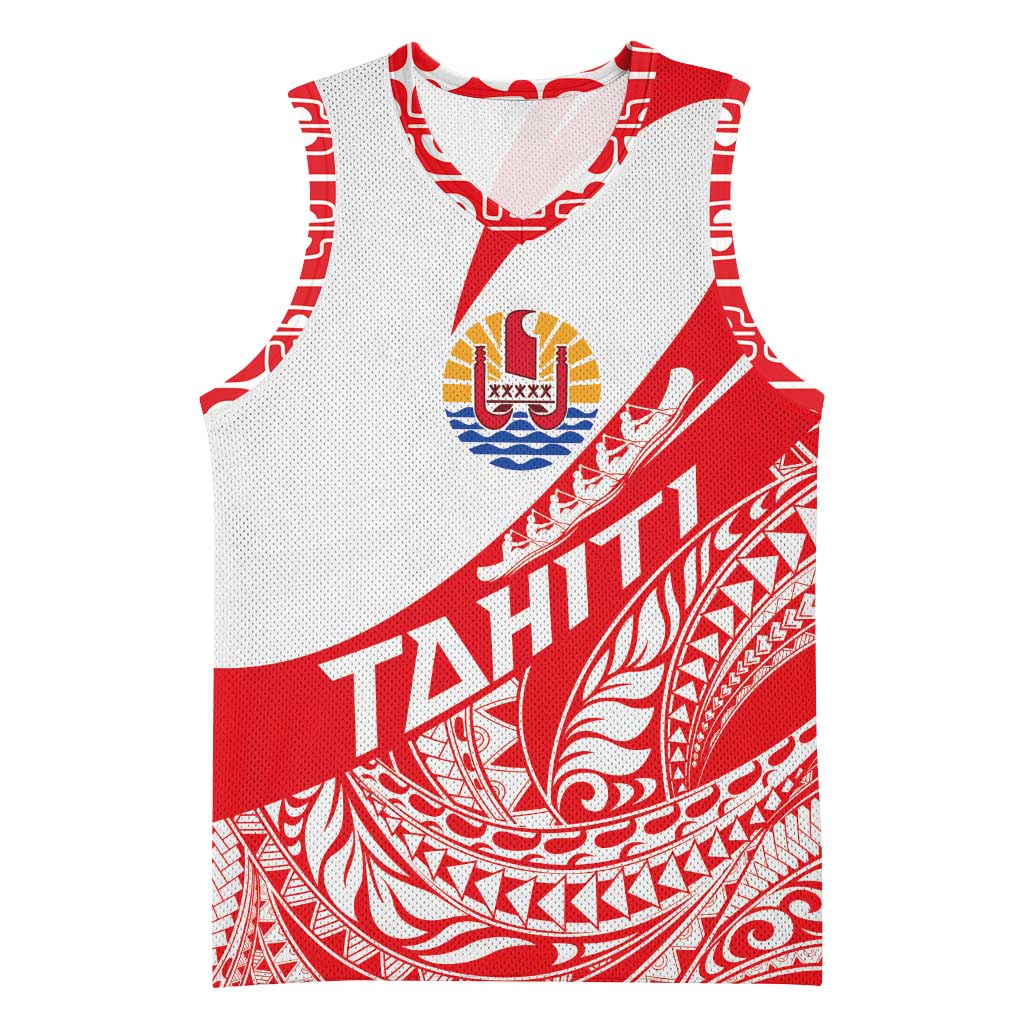 Personalised Tahiti Va'a Race Basketball Jersey Polynesian Tattoos Sporty Style LT03 Unisex Red - Polynesian Pride