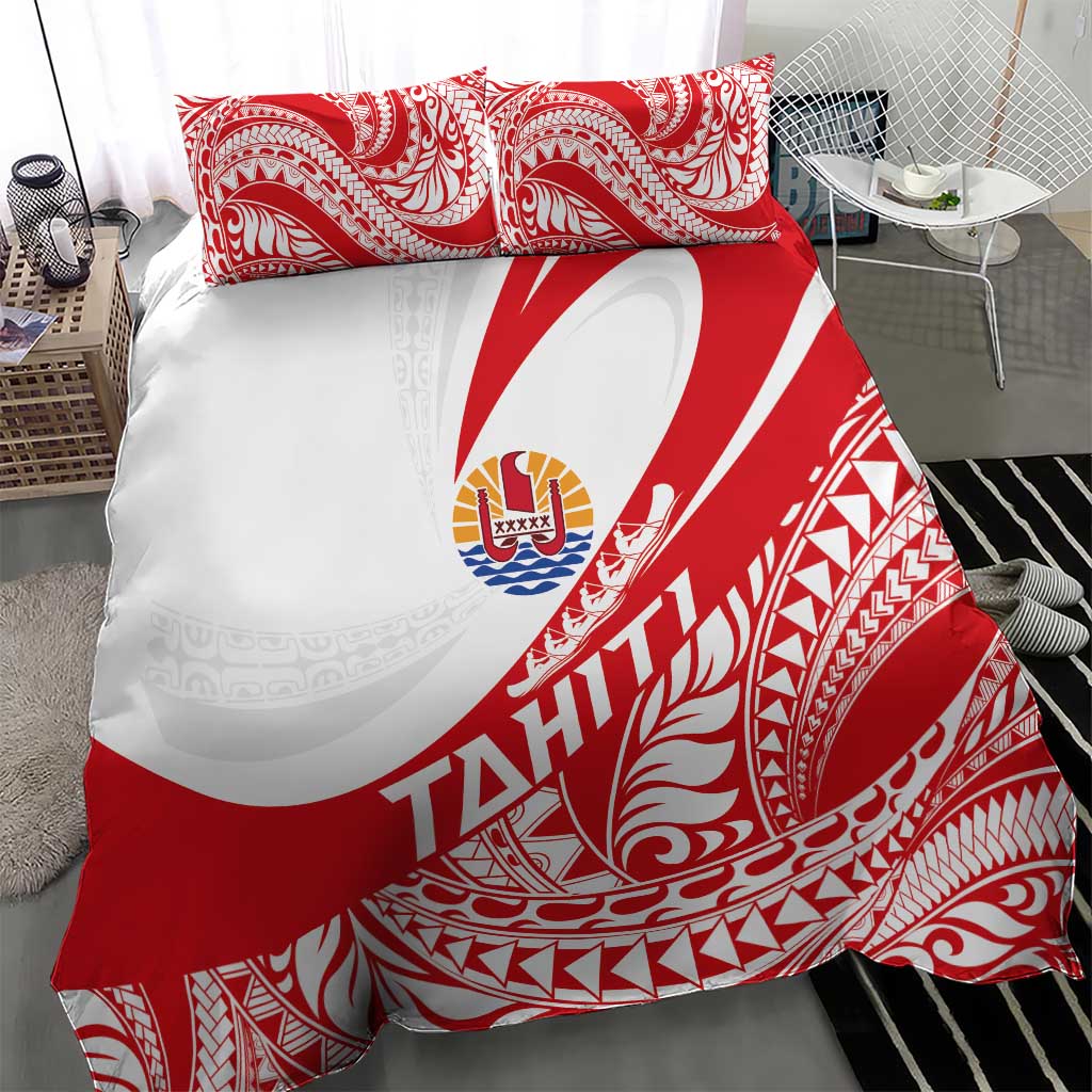 Tahiti Va'a Race Bedding Set Polynesian Tattoos Sporty Style - Polynesian Pride
