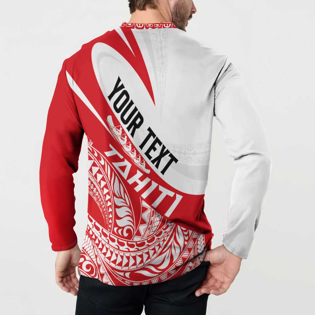 Personalised Tahiti Va'a Race Button Sweatshirt Polynesian Tattoos Sporty Style - Polynesian Pride