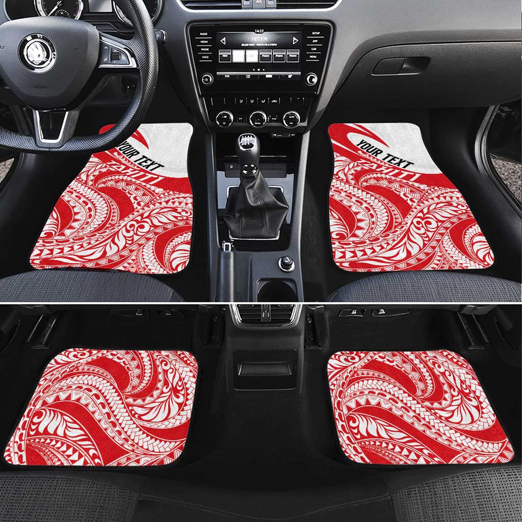 Personalised Tahiti Va'a Race Car Mats Polynesian Tattoos Sporty Style LT03 Set 4pcs Red - Polynesian Pride