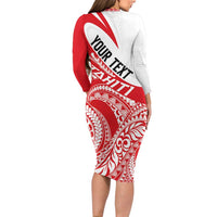 Personalised Tahiti Va'a Race Family Matching Long Sleeve Bodycon Dress and Hawaiian Shirt Polynesian Tattoos Sporty Style - Polynesian Pride