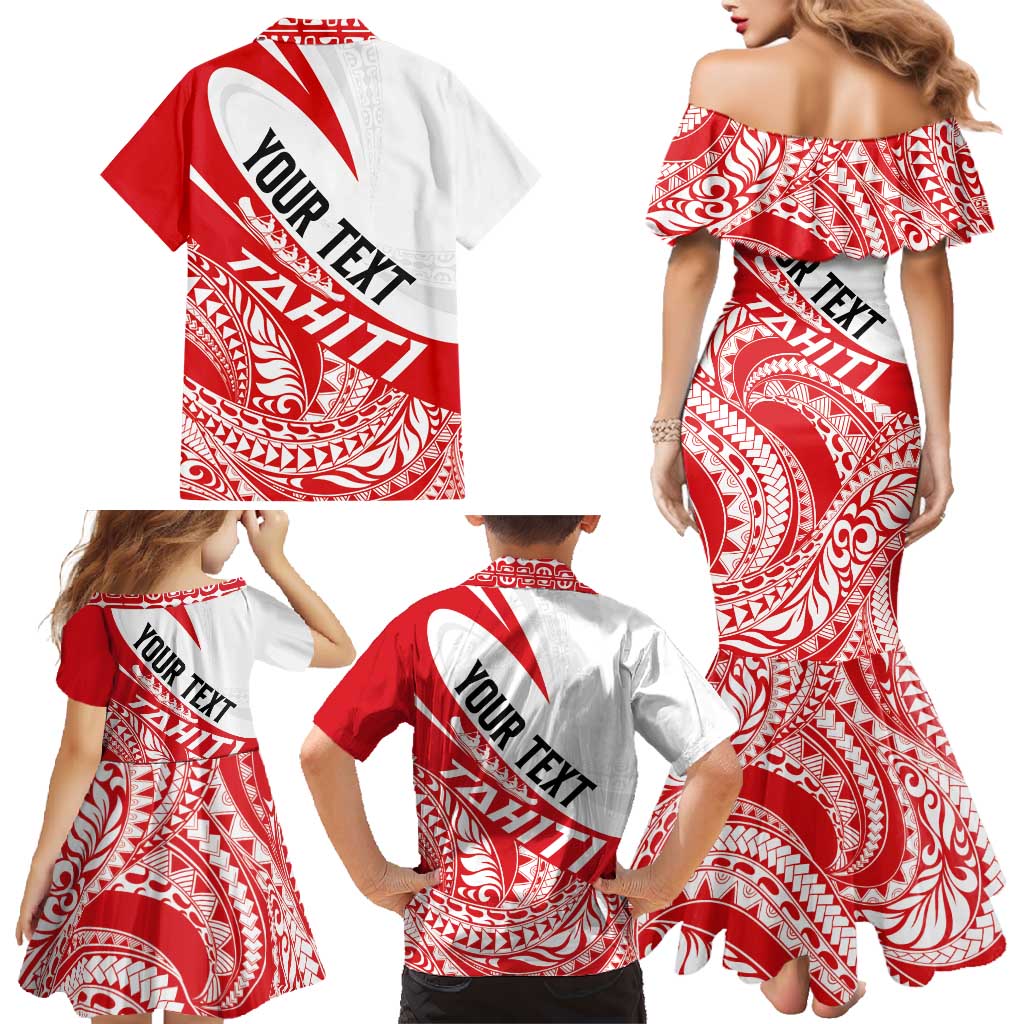 Personalised Tahiti Va'a Race Family Matching Mermaid Dress and Hawaiian Shirt Polynesian Tattoos Sporty Style - Polynesian Pride