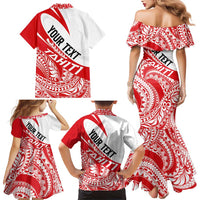 Personalised Tahiti Va'a Race Family Matching Mermaid Dress and Hawaiian Shirt Polynesian Tattoos Sporty Style - Polynesian Pride