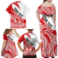 Personalised Tahiti Va'a Race Family Matching Off Shoulder Maxi Dress and Hawaiian Shirt Polynesian Tattoos Sporty Style - Polynesian Pride