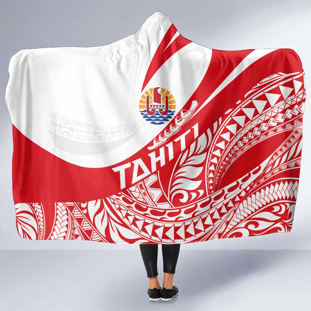 Tahiti Va'a Race Hooded Blanket Polynesian Tattoos Sporty Style LT03 One Size Red - Polynesian Pride