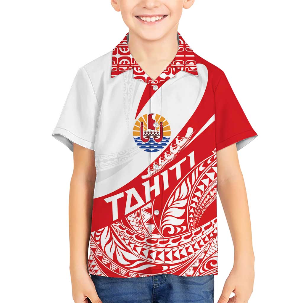 Personalised Tahiti Va'a Race Kid Hawaiian Shirt Polynesian Tattoos Sporty Style LT03 Kid Red - Polynesian Pride