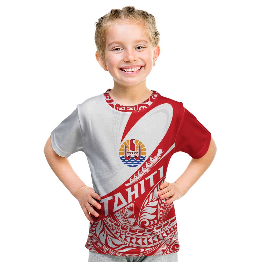 Personalised Tahiti Va'a Race Kid T Shirt Polynesian Tattoos Sporty Style LT03 Red - Polynesian Pride