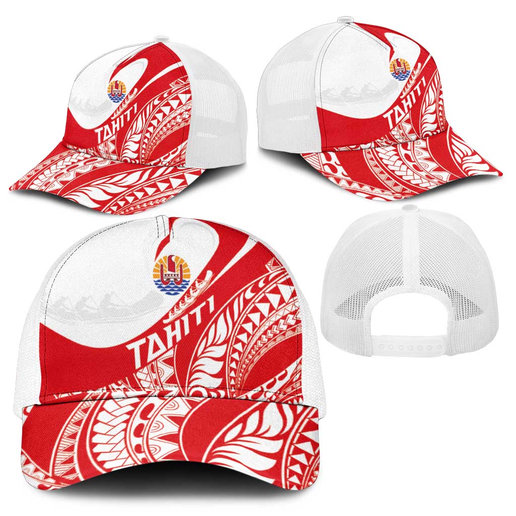 Tahiti Va'a Race Mesh Trucker Cap Polynesian Tattoos Sporty Style - Polynesian Pride