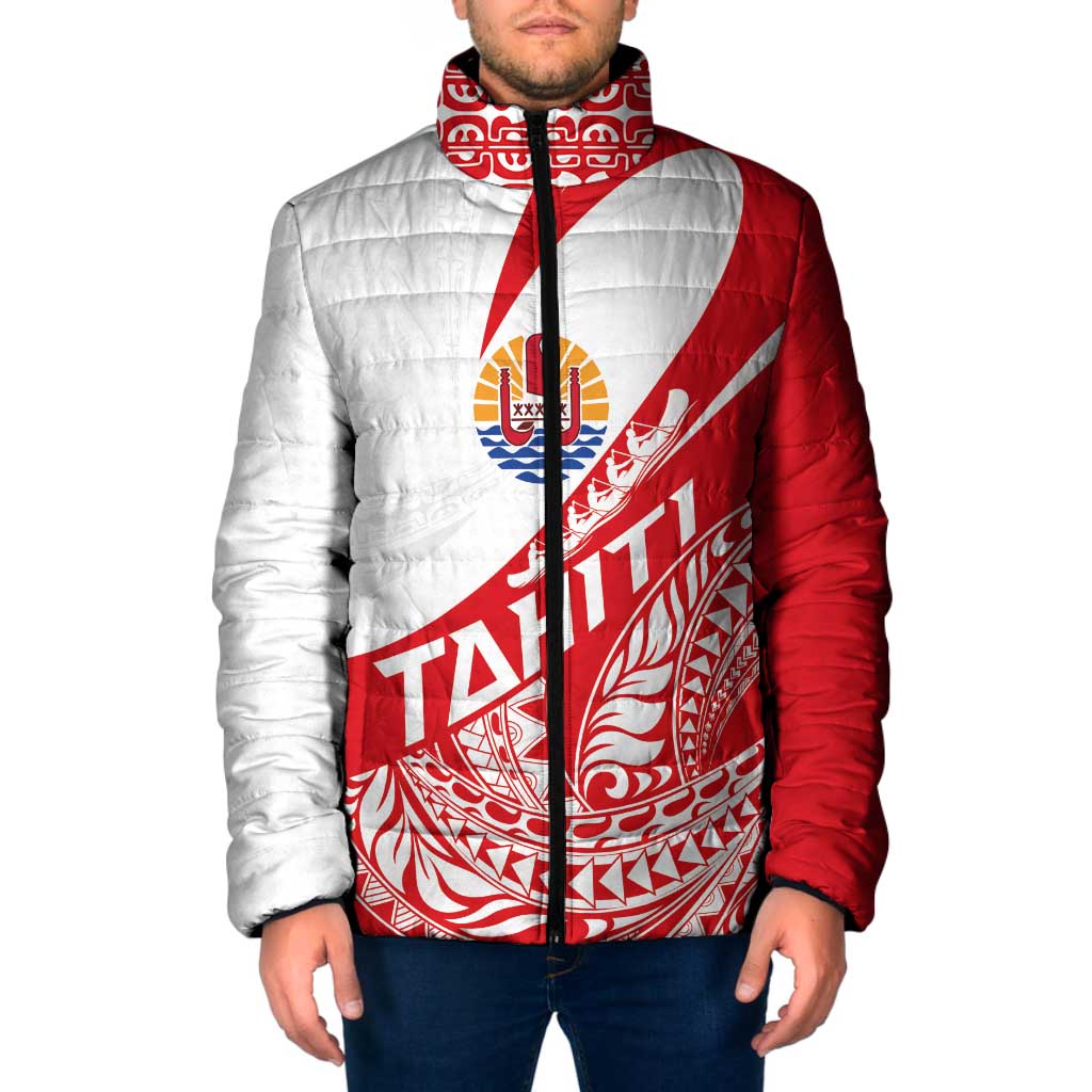 Personalised Tahiti Va'a Race Padded Jacket Polynesian Tattoos Sporty Style LT03 Men Red - Polynesian Pride