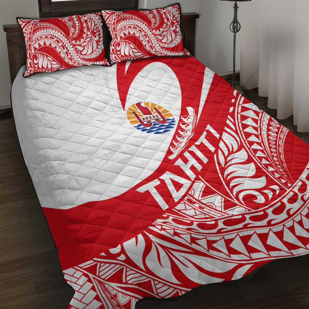 Tahiti Va'a Race Quilt Bed Set Polynesian Tattoos Sporty Style LT03 Red - Polynesian Pride