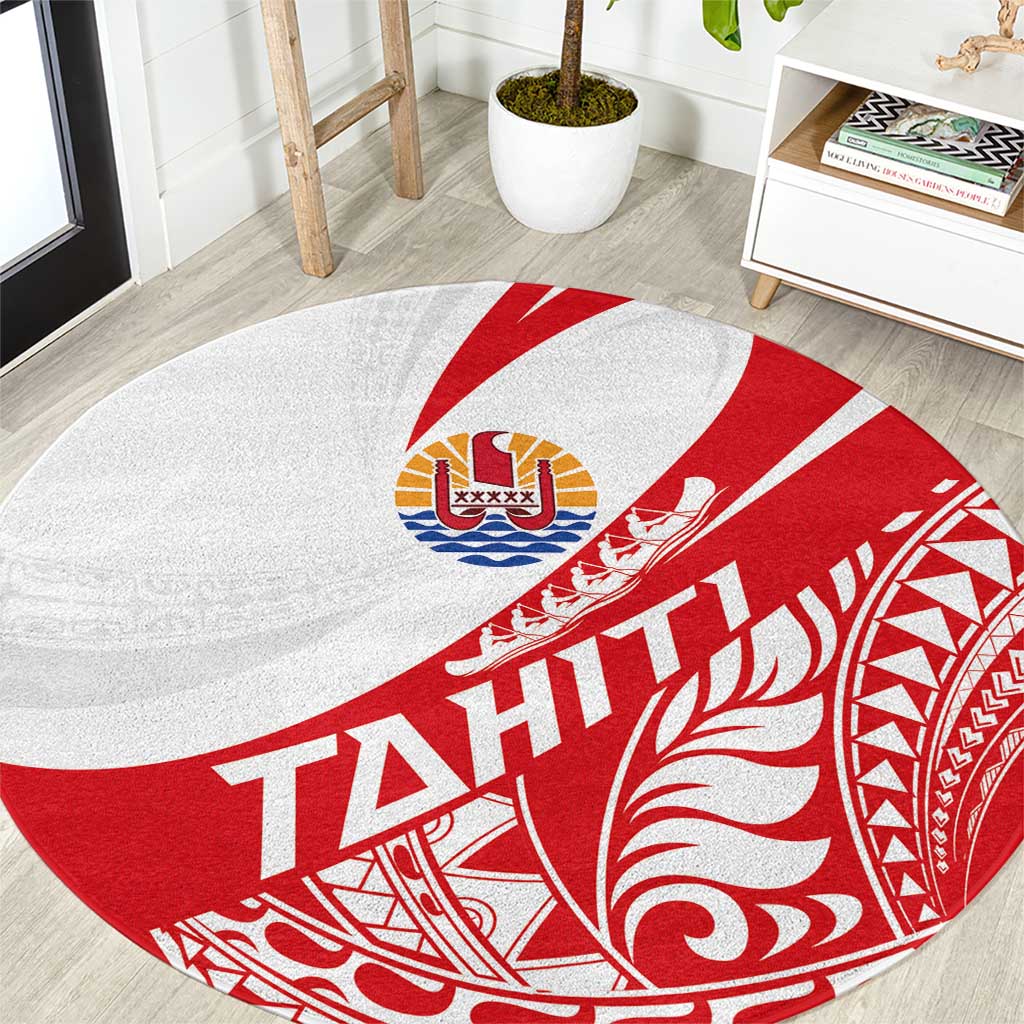 Tahiti Va'a Race Round Carpet Polynesian Tattoos Sporty Style LT03 Red - Polynesian Pride