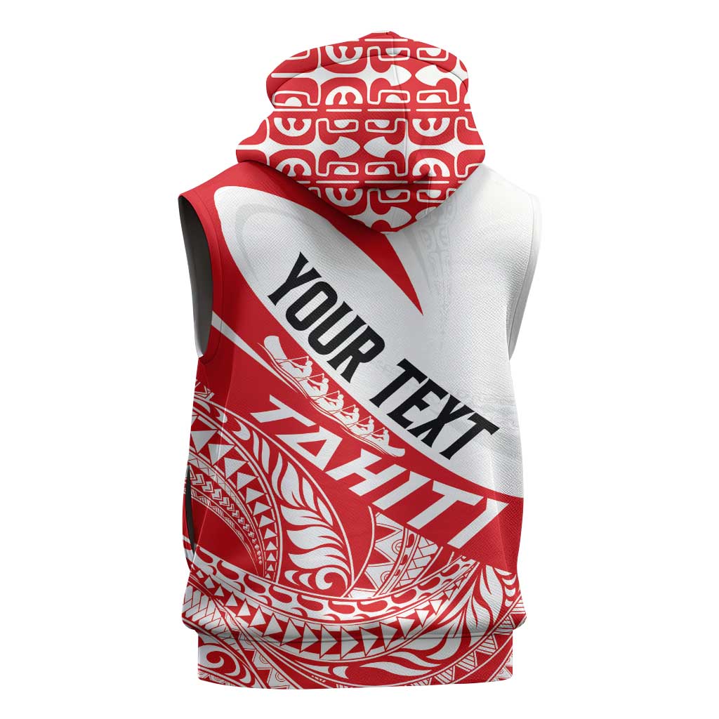 Personalised Tahiti Va'a Race Sleeveless Hoodie Polynesian Tattoos Sporty Style - Polynesian Pride