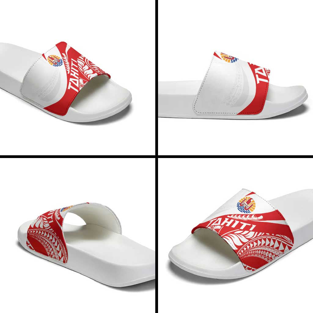 Tahiti Va'a Race Slide Sandals Polynesian Tattoos Sporty Style - Polynesian Pride