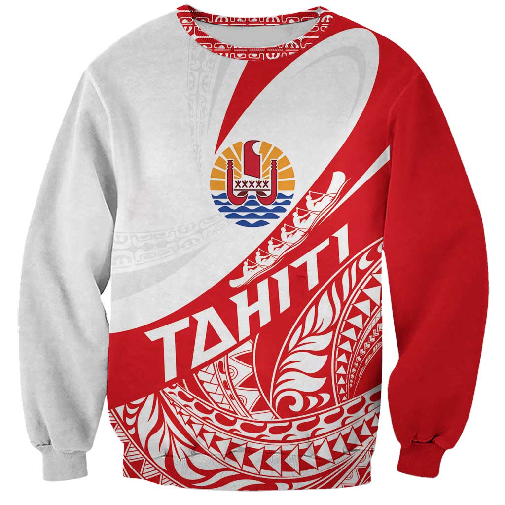 Personalised Tahiti Va'a Race Sweatshirt Polynesian Tattoos Sporty Style LT03 Unisex Red - Polynesian Pride