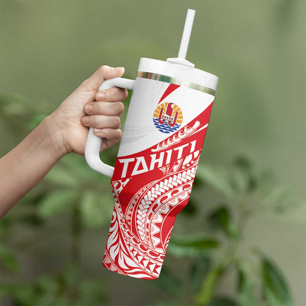 Personalised Tahiti Va'a Race Tumbler With Handle Polynesian Tattoos Sporty Style - Polynesian Pride