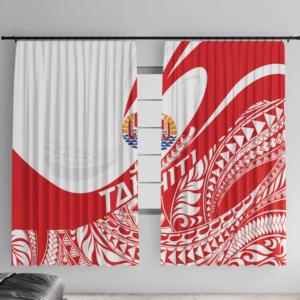 Tahiti Va'a Race Window Curtain Polynesian Tattoos Sporty Style LT03 With Hooks Red - Polynesian Pride