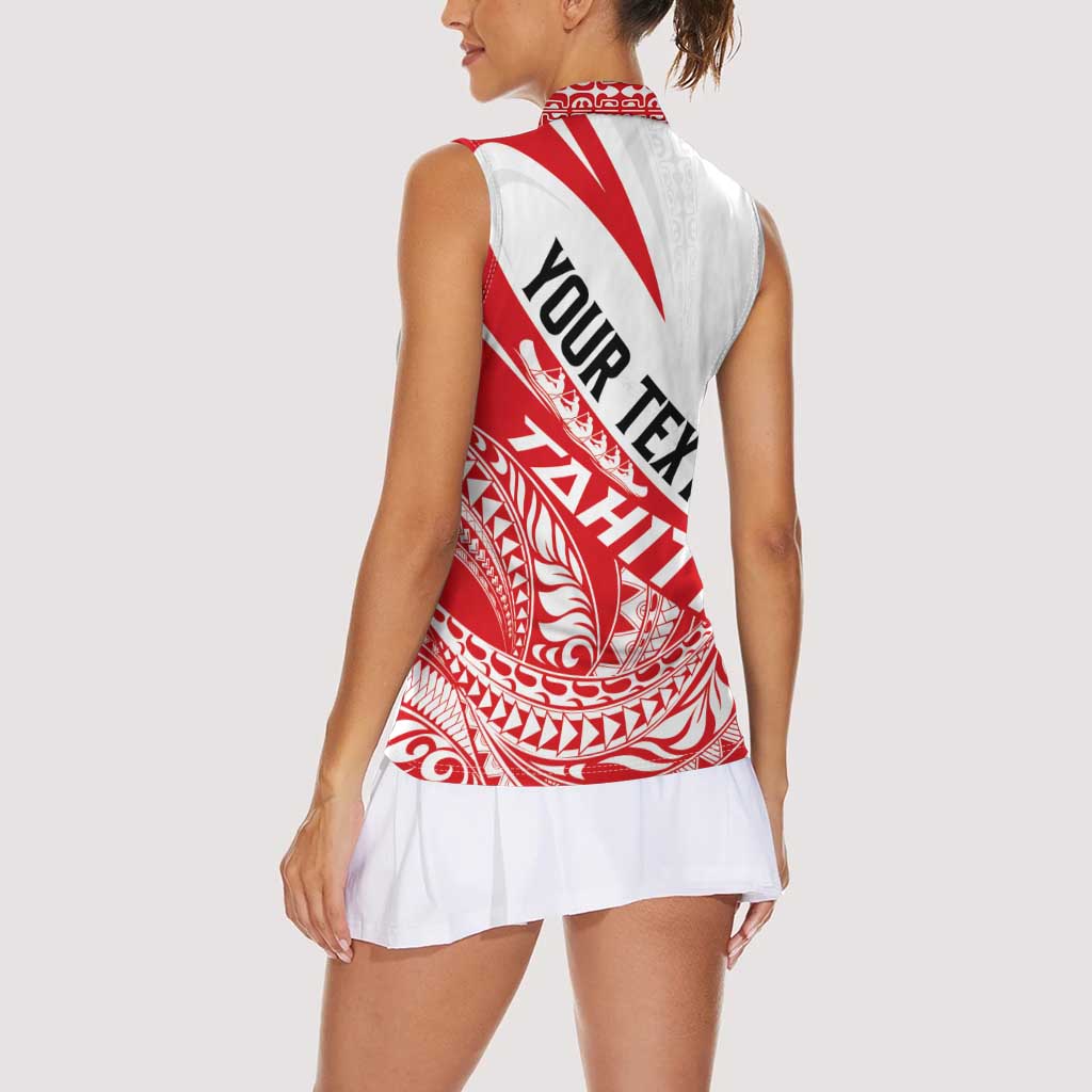 Personalised Tahiti Va'a Race Women Sleeveless Polo Shirt Polynesian Tattoos Sporty Style - Polynesian Pride