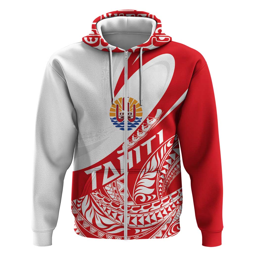 Personalised Tahiti Va'a Race Zip Hoodie Polynesian Tattoos Sporty Style LT03 Zip Hoodie Red - Polynesian Pride