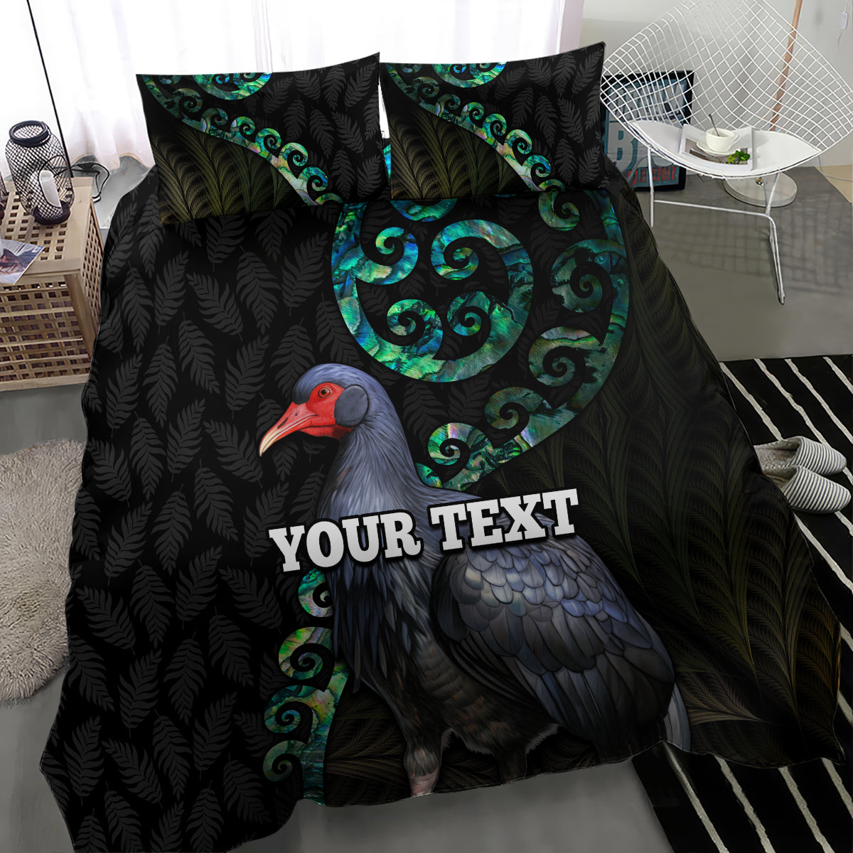 Custom Pukeko New Zealand Bedding Set Koru Papua Shell with Silver Fern Pattern LT03 - Polynesian Pride