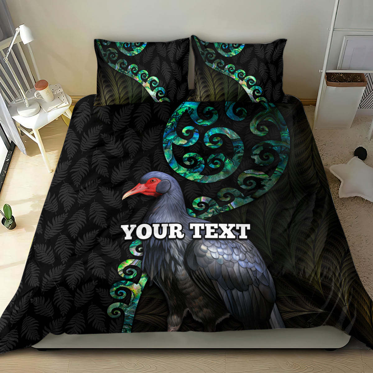 Custom Pukeko New Zealand Bedding Set Koru Papua Shell with Silver Fern Pattern LT03 - Polynesian Pride