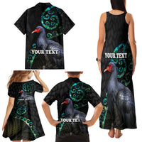 Custom Pukeko New Zealand Family Matching Tank Maxi Dress and Hawaiian Shirt Koru Papua Shell with Silver Fern Pattern LT03 - Polynesian Pride