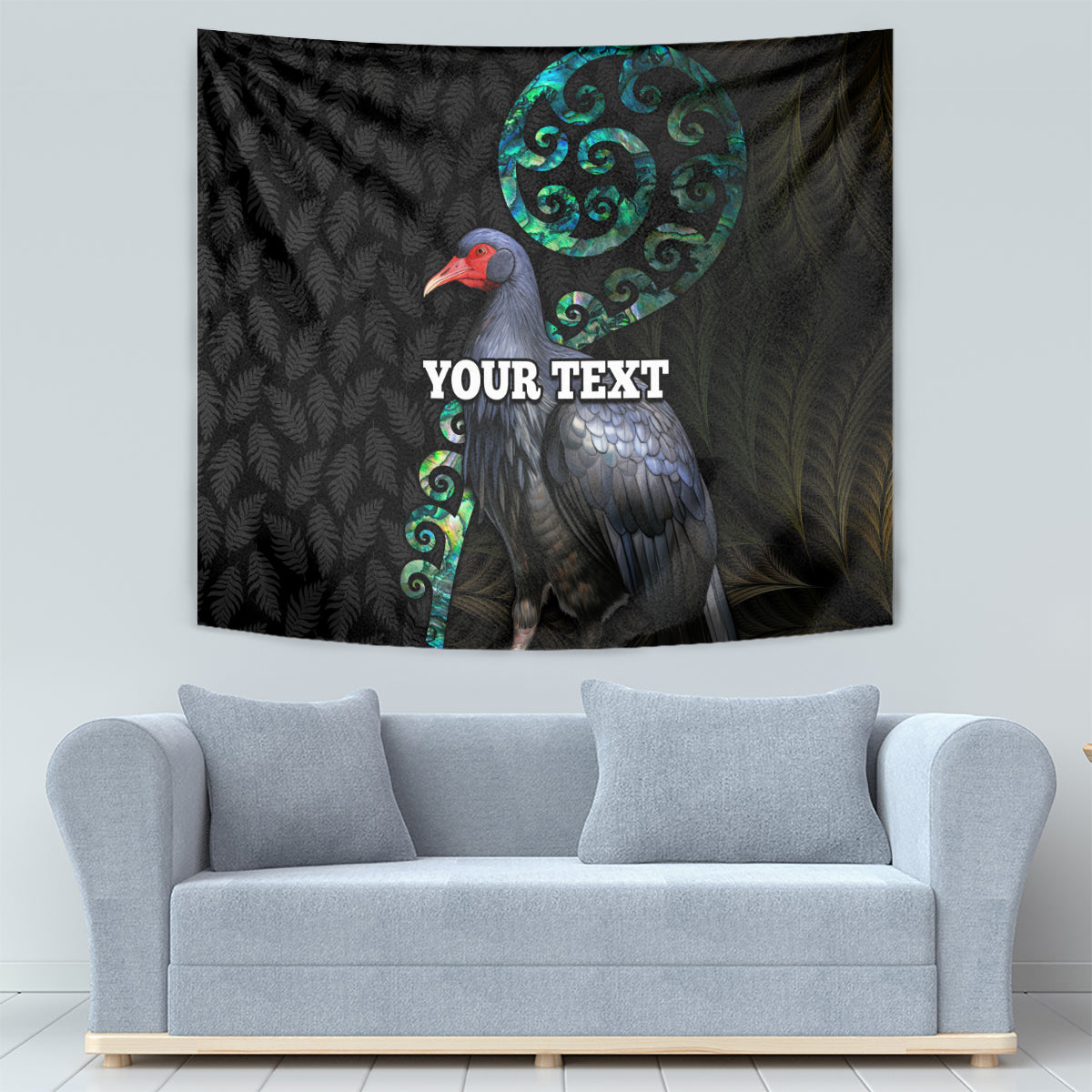 Custom Pukeko New Zealand Tapestry Koru Papua Shell with Silver Fern Pattern LT03 - Polynesian Pride