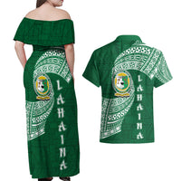 Tonga Lahaina High School Couples Matching Off Shoulder Maxi Dress and Hawaiian Shirt Traditional Ngatu and Polynesian Pattern LT03 - Polynesian Pride