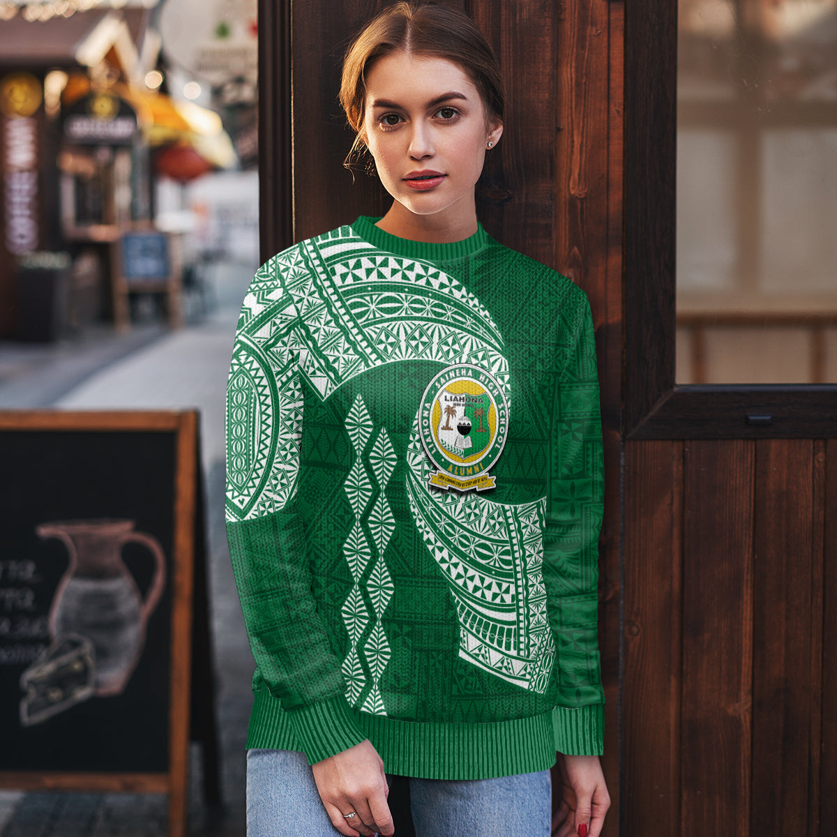 Tonga Lahaina High School Ugly Christmas Sweater Traditional Ngatu and Polynesian Pattern LT03 - Polynesian Pride