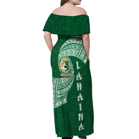 Tonga Lahaina High School Off Shoulder Maxi Dress Traditional Ngatu and Polynesian Pattern LT03 - Polynesian Pride