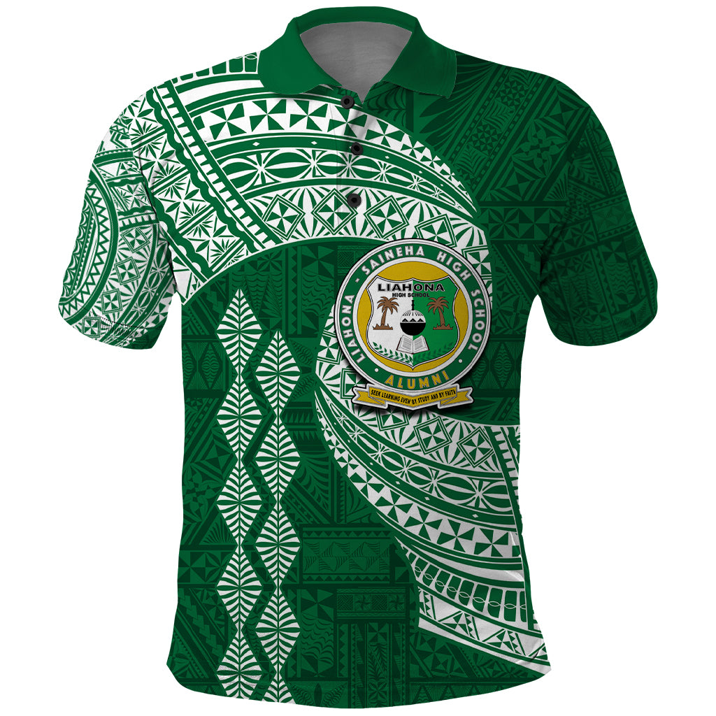 Tonga Lahaina High School Polo Shirt Traditional Ngatu and Polynesian Pattern LT03 Green - Polynesian Pride