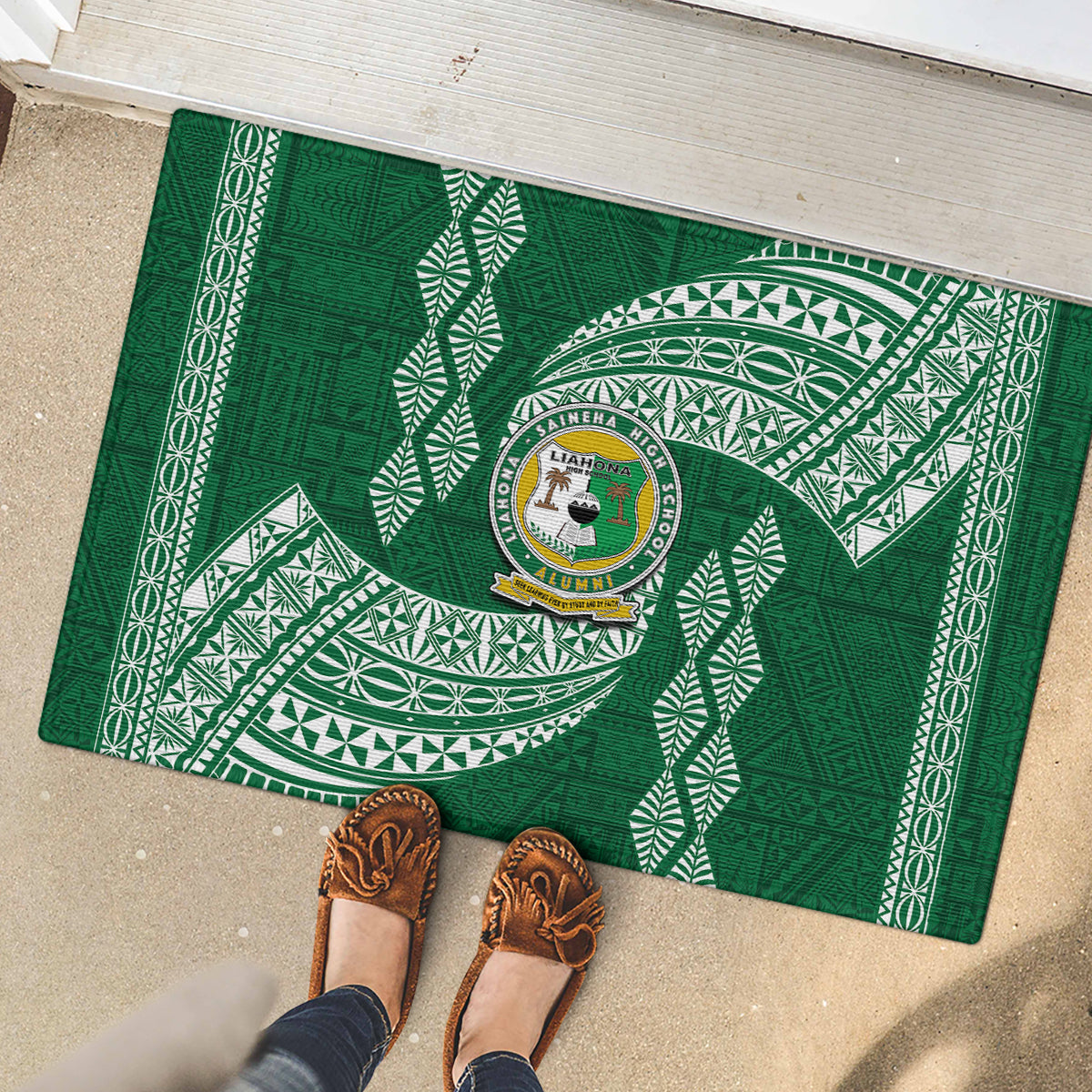 Tonga Lahaina High School Rubber Doormat Traditional Ngatu and Polynesian Pattern LT03 - Polynesian Pride