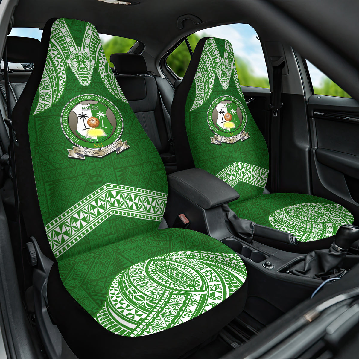 Tonga Liahona High School Car Seat Cover Traditional Ngatu and Polynes Polynesian Pride