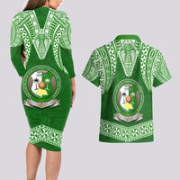 Tonga Liahona High School Couples Matching Long Sleeve Bodycon Dress and Hawaiian Shirt Traditional Ngatu and Polynesian Pattern LT03 - Polynesian Pride