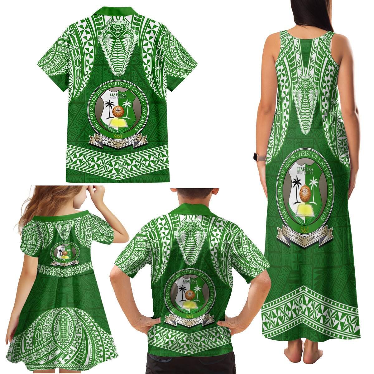 Tonga Liahona High School Family Matching Tank Maxi Dress and Hawaiian Shirt Traditional Ngatu and Polynesian Pattern LT03 - Polynesian Pride