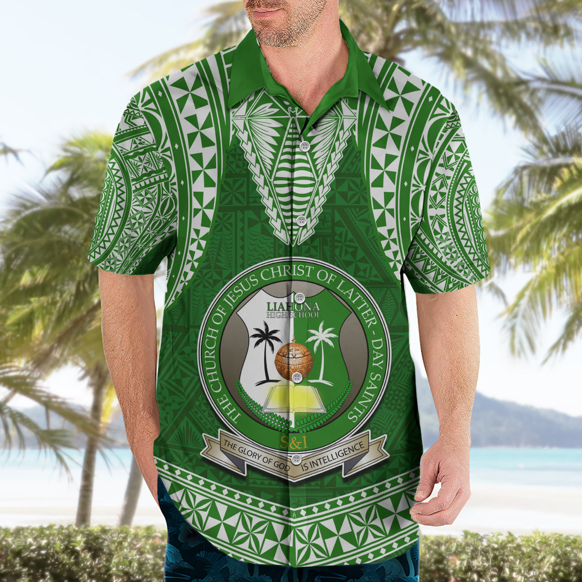 Tonga Liahona High School Hawaiian Shirt Traditional Ngatu and Polynesian Pattern LT03 - Polynesian Pride