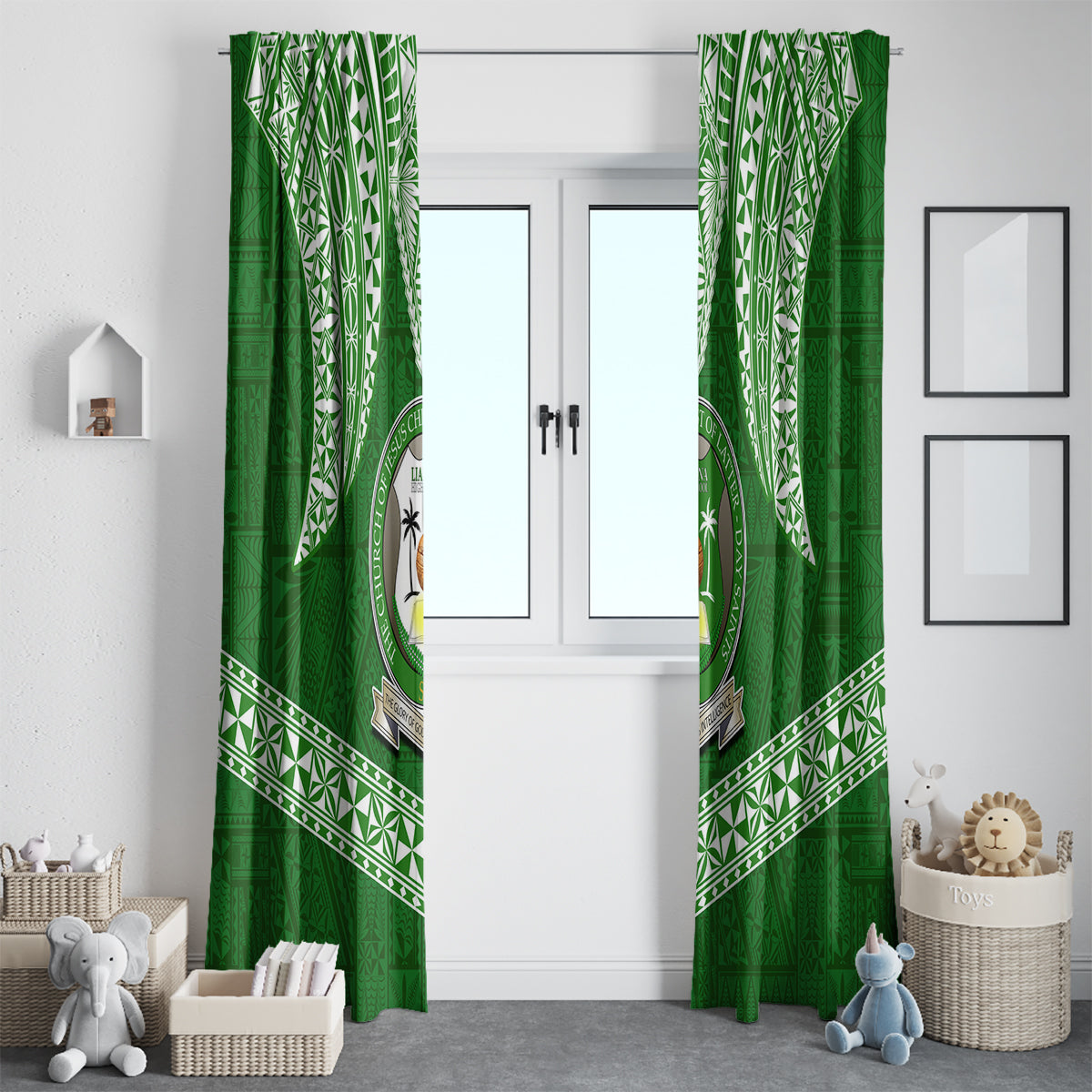 Tonga Liahona High School Window Curtain Traditional Ngatu and Polynesian Pattern LT03 - Polynesian Pride