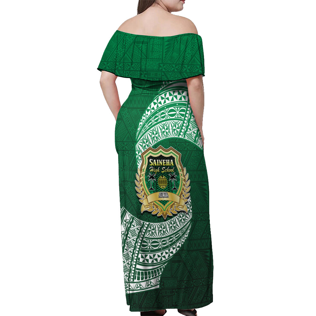 Tonga Saineha High School Off Shoulder Maxi Dress Traditional Ngatu and Polynesian Pattern LT03 - Polynesian Pride