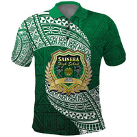 Tonga Saineha High School Polo Shirt Traditional Ngatu and Polynesian Pattern LT03 Green - Polynesian Pride