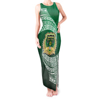 Tonga Saineha High School Tank Maxi Dress Traditional Ngatu and Polynesian Pattern LT03 Women Green - Polynesian Pride