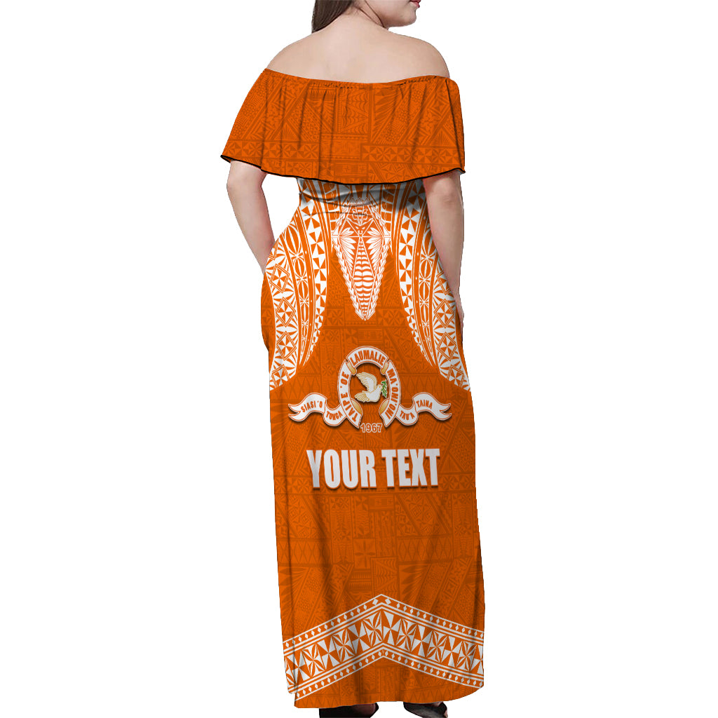 Tonga Tailulu College Off Shoulder Maxi Dress Traditional Ngatu and Polynesian Pattern LT03 - Polynesian Pride