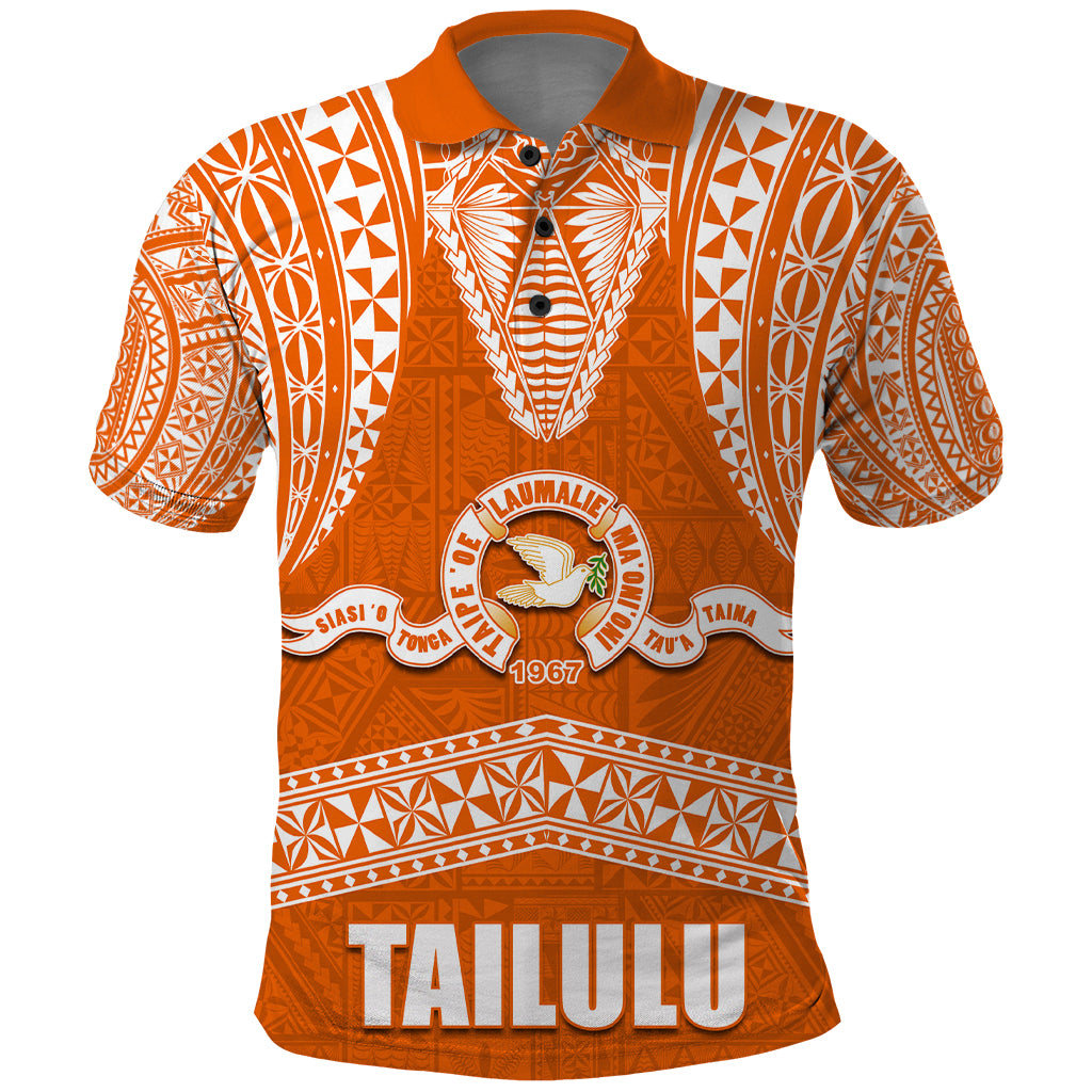 Tonga Tailulu College Polo Shirt Traditional Ngatu and Polynesian Pattern LT03 Orange - Polynesian Pride